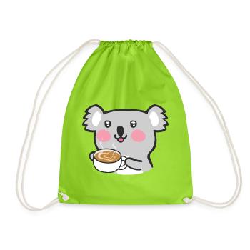 Koala-Kaffee-Cheer - Turnbeutel - Neongrün - Vorne