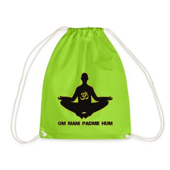 "OM MANI PADME HUM" Mantra Meditation Symbol - Turnbeutel - Neongrün - Vorne