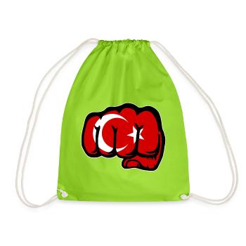 Drapeau de la Turquie main poing - Sac de sport léger - vert néon - Devant