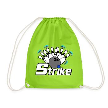 Bowling Strike , Fun Shirt , Strike Bowling (25) - Turnbeutel - Neongrün - Vorne
