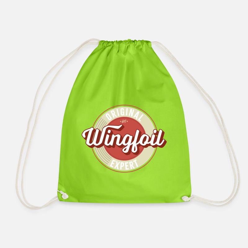 Wingfoil Label - Drawstring Bag - neon green