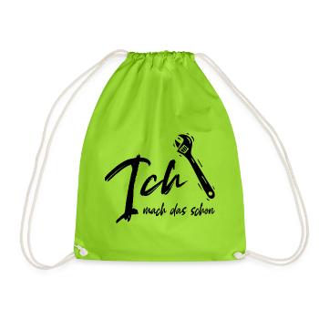 Ich mach das schon - Handwerker - Bastler - Turnbeutel - Neongrün - Vorne