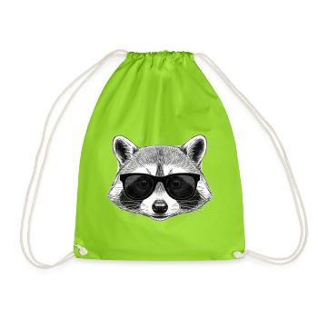 Waschbär - Turnbeutel - Neongrün - Vorne