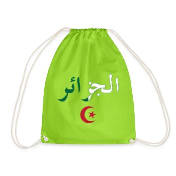 Algeria BZ Flag - Drawstring Bag - neon green - Front