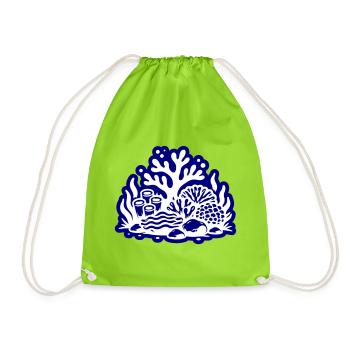 Coral Reef Ocean - Drawstring Bag - neon green - Front