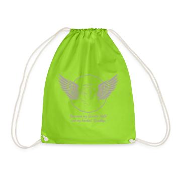 Pug Dog Cloud Angel Wings Farewell Mourning - Drawstring Bag - neon green - Front