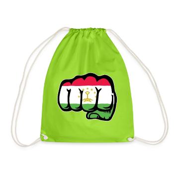 Tadschikisten_Flagge_Faust_used - Drawstring Bag - neon green - Front