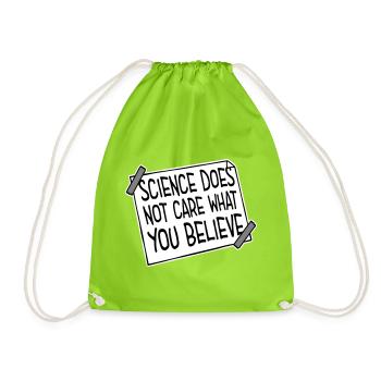 Science Does Not Care What You Believe Facts Logo - Drawstring Bag - neon green - Front