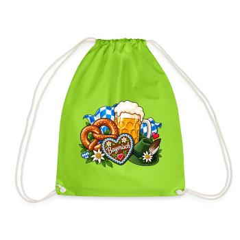 Bayerische Gemütlichkeit Volksfest - Turnbeutel - Neongrün - Vorne