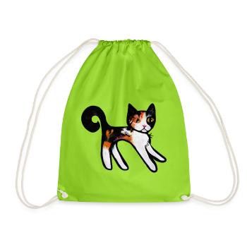 Calico Verspielte Katzen-Silhouette - Turnbeutel - Neongrün - Vorne