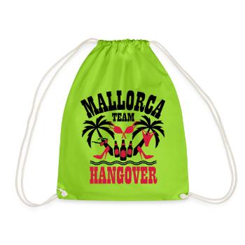 12 Mallorca Team Hangover Palmen Beer Sex Party - Turnbeutel - Neongrün - Vorne