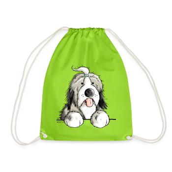 Happy Bearded Collie - Sac de sport léger - vert néon - Devant