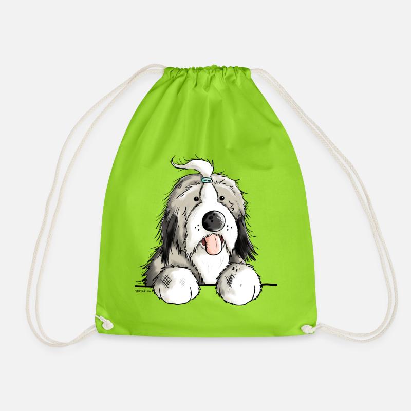 Happy Bearded Collie - Turnbeutel - Neongrün