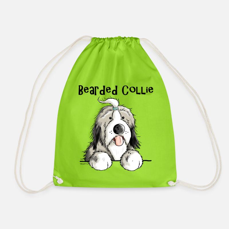 Süßer Bearded Collie - Turnbeutel - Neongrün