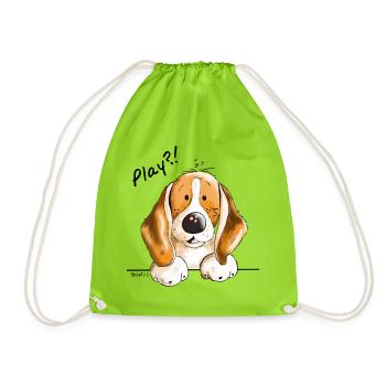 Süßer Beagle - Hund - Hunde - Dog - Comic - Turnbeutel - Neongrün - Vorne