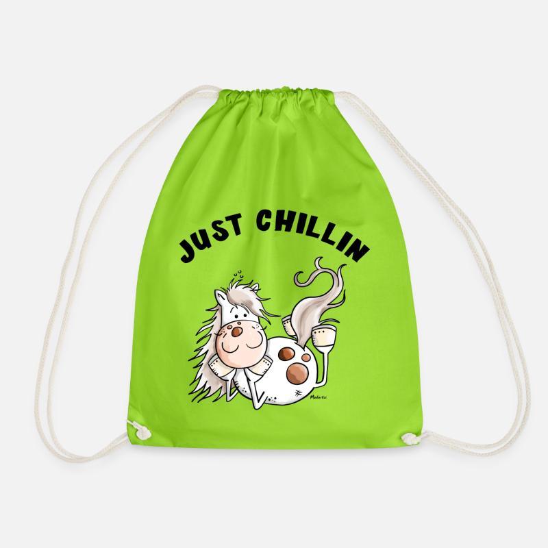 Chillendes Pferd - Comic - Pferde - Geschenk - Turnbeutel - Neongrün