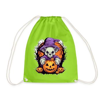 Cute Chihuahua in Halloween Magic - Drawstring Bag - neon green - Front