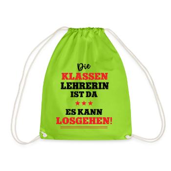Lehrerin Schule Klassenlehrerin Klassenleitung - Turnbeutel - Neongrün - Vorne
