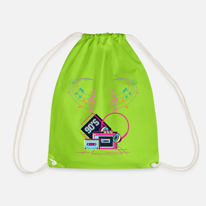 lata_90s music - Drawstring Bag - neon green