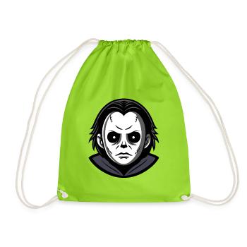 Böse Halloween-Maske monochromer Kapuzenpullover - Turnbeutel - Neongrün - Vorne
