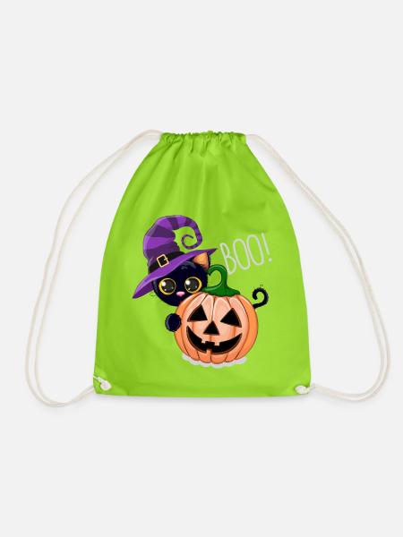 Pumpkin Boo Hexenkatze - Turnbeutel - Neongrün