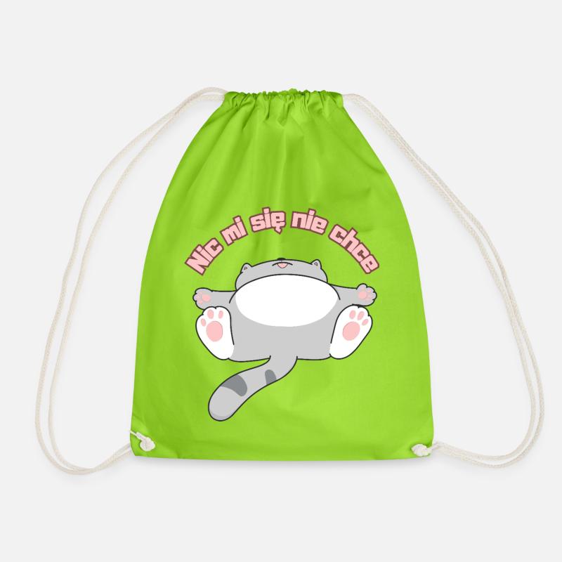 Nic_mi_się_nie_chce - Drawstring Bag - neon green