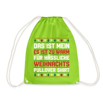 Zu Warm Für Hässliche Weihnachtspullis - Turnbeutel - Neongrün - Vorne