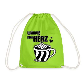 Warm Your Heart Coffee Mug - Drawstring Bag - neon green - Front