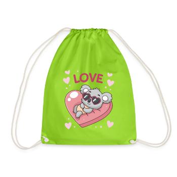 Koala Heart and Sweet Love - Drawstring Bag - neon green - Front