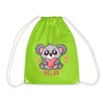 Koala Coeur Relax – Süße Zärtlichkeit - Turnbeutel - Neongrün - Vorne