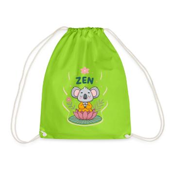 Zen-Koala auf Lotus - Turnbeutel - Neongrün - Vorne