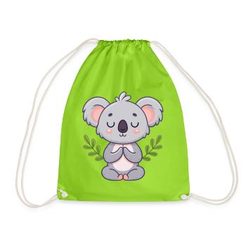 Zen Koala in meditation - Drawstring Bag - neon green - Front