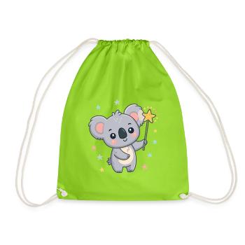 Koala Magician Pastel Stars - Drawstring Bag - neon green - Front