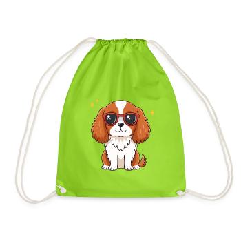 Chien chic à lunettes rouges - Sac de sport léger - vert néon - Devant