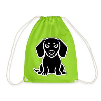 Dachshund Dog Sticker Icon - Drawstring Bag - neon green - Front