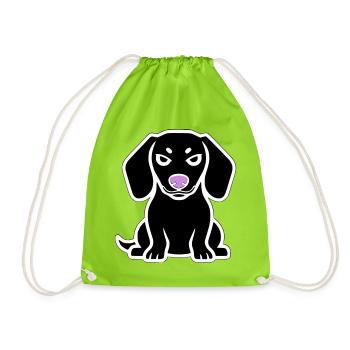 Dessin animé chiot teckel - Sac de sport léger - vert néon - Devant