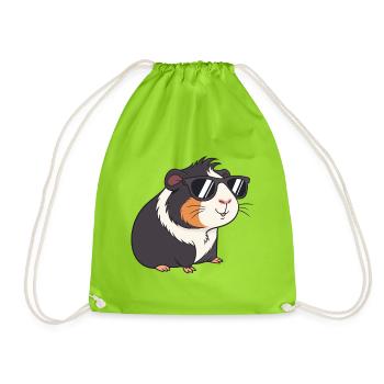 Guinea Pig Glasses - Drawstring Bag - neon green - Front