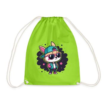 Retro-schicker Streetwear-Hase - Turnbeutel - Neongrün - Vorne