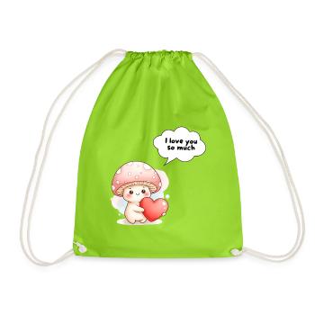 Cute Mushroom Love Design I Love You - Drawstring Bag - neon green - Front