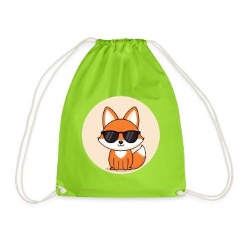 Fox badge in black glasses - Drawstring Bag - neon green - Front