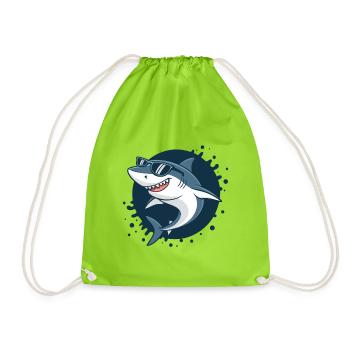 Shark Stylish Sunglasses - Drawstring Bag - neon green - Front