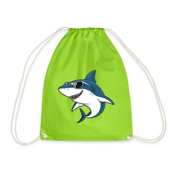 Cool Shark – Cartoon-Sonnenbrille - Turnbeutel - Neongrün - Vorne