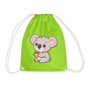 Koala in einer Kaffeepause - Turnbeutel - Neongrün - Vorne