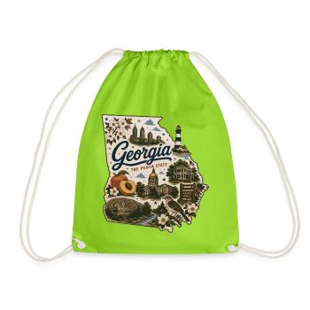 Georgia Peach State Vintage-Kartenaufkleber - Turnbeutel - Neongrün - Vorne