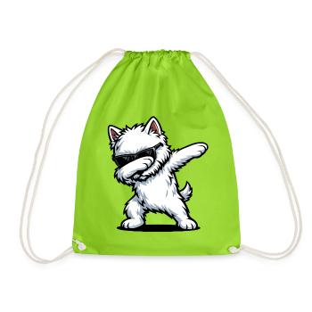 Dabbing West Highland White Terrier - Drawstring Bag - neon green - Front