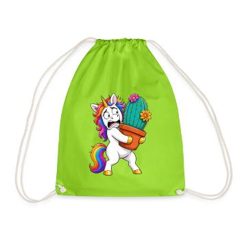 Funny Unicorn Cactus Hug - Drawstring Bag - neon green - Front