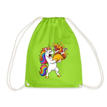 Funny Unicorn Taco Catastrophe - Drawstring Bag - neon green - Front
