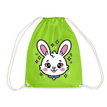 Pastellstern-leuchtender Hase - Turnbeutel - Neongrün - Vorne