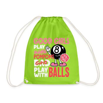 Bad Girl Playing With Balls Billiards Funny - Drawstring Bag - neon green - Front