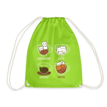 Cattuccino – Kaffeesorten - Turnbeutel - Neongrün - Vorne
